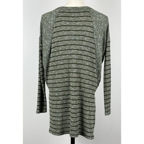 Staccato Womens  Green Black Striped Long-Sleeve Sweater Tunic Top Knit Large - Picture 3 of 15